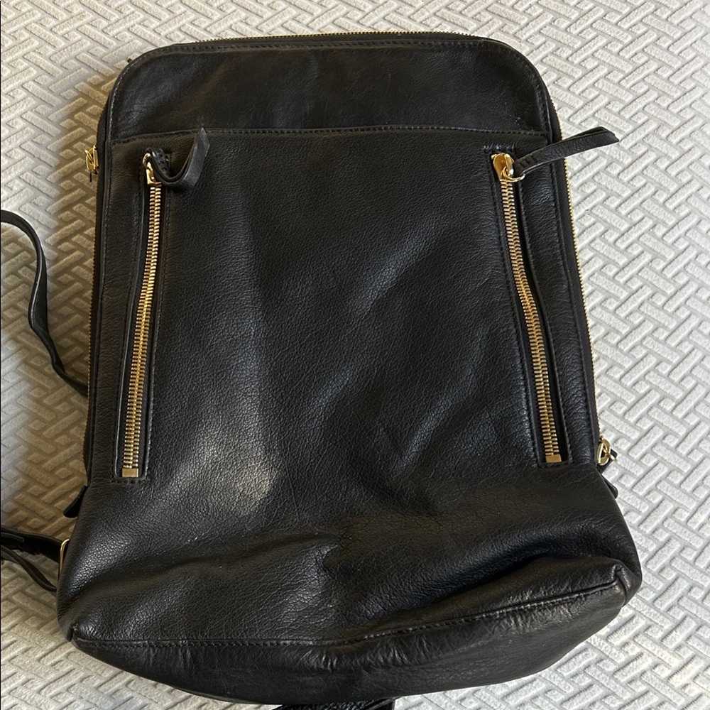 Margot Black Backpack with Gold Zippers
